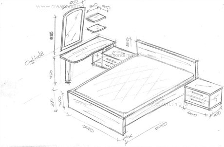 Кровать с косметическим столом