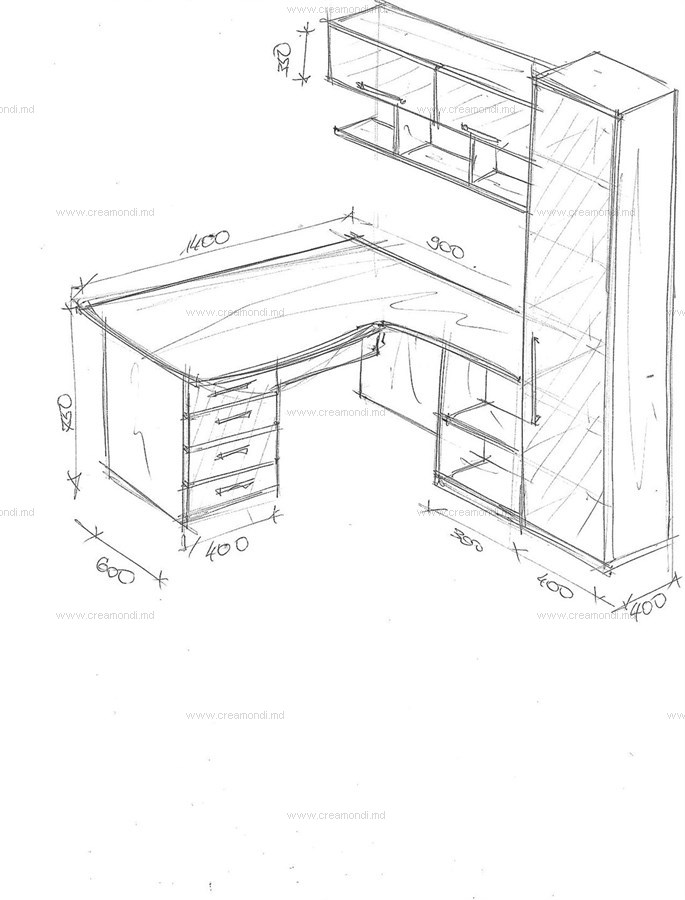 Стол компьютерный с подвесным шкафом.