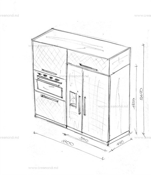 Dulap pentru frigider si echipament incorporat