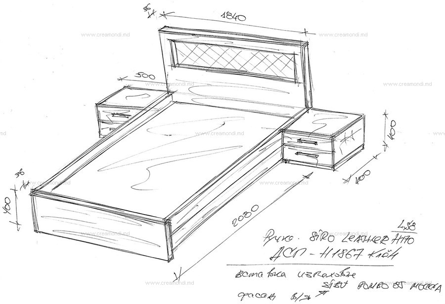 Кровать двуспальная с прикроватными тумбами