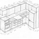 Эскиз: Угловая кухня и много техники.