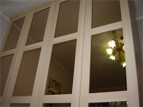 Мебель для домаРаспашные двери в бронзовом зеркале.